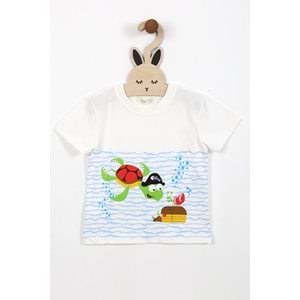 Erkek Çocuk Takım Kaplumbağa Baskılı - Krem (92/116)