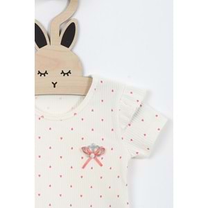 Kız Çocuk Tişört Yakası Tüllü Kurdeleli - Krem (92/116)