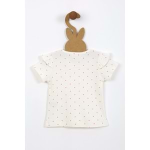 Kız Çocuk Tişört Yakası Tüllü Kurdeleli - Krem (92/116)