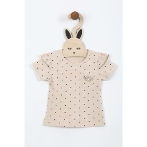 Kız Çocuk Tişört Yakası Tüllü Kurdeleli - Taş (92/116)