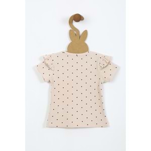 Kız Çocuk Tişört Yakası Tüllü Kurdeleli - Taş (92/116)