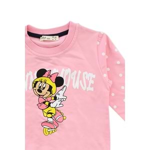 Kız Çocuk Sweat Takım Mickey Baskılı - Bebe Pembe (98/122)
