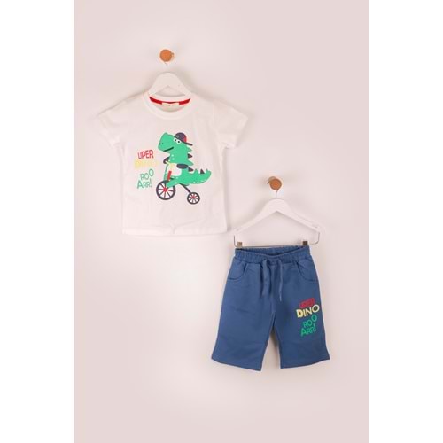 Erkek Çocuk Takım Dino Roar Baskılı - Krem (98/122)