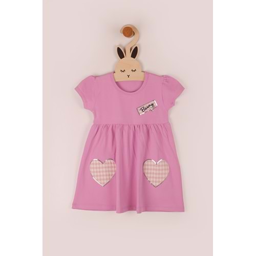 Kız Çocuk Elbise Kalp Baskılı - Lila (98/122)