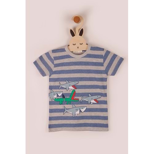 Erkek Çocuk Sweatshirt Aç Timsah Baskılı - Koyu Mavi (110/134)