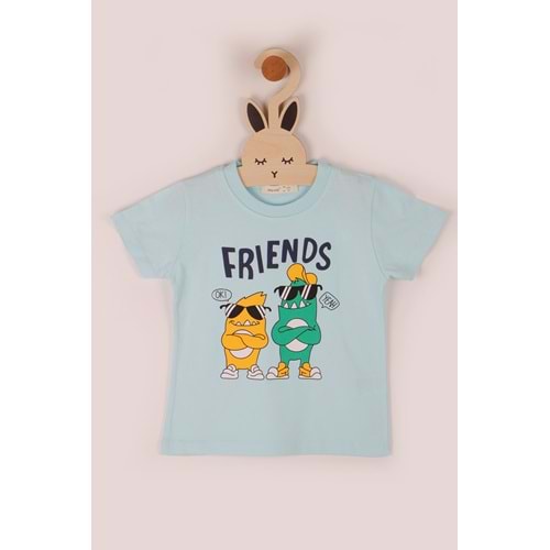 Erkek Çocuk Tişört Friends Baskılı - Mavi (98/122)