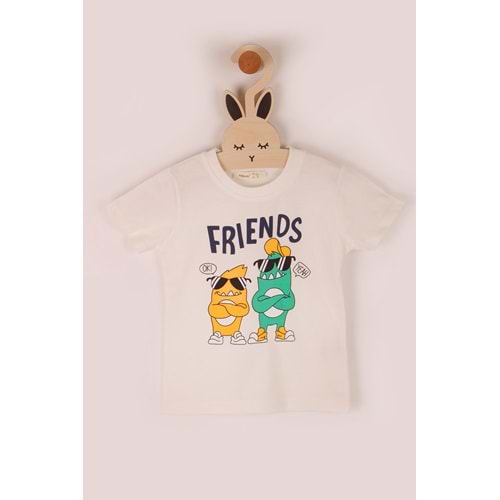 Erkek Çocuk Tişört Friends Baskılı - Krem (98/122)