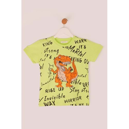 Erkek Çocuk Sweatshirt Trex Baskılı - Fıstık Yeşili (116/140)