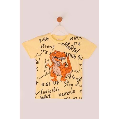 Erkek Çocuk Sweatshirt Trex Baskılı - Sarı (116/140)