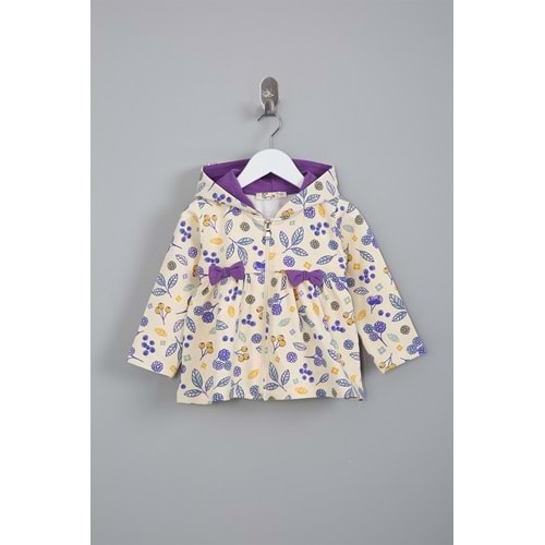 Kız Çocuk Hırka Çiçekli Kumaş - Mor (74/98)