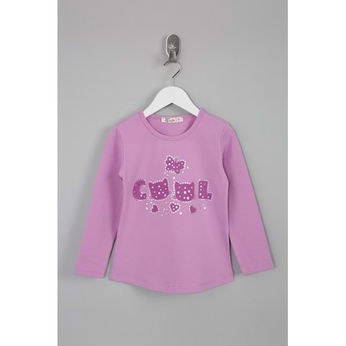 Kız Çocuk Tişört Cool Baskılı - Lila (98/122)