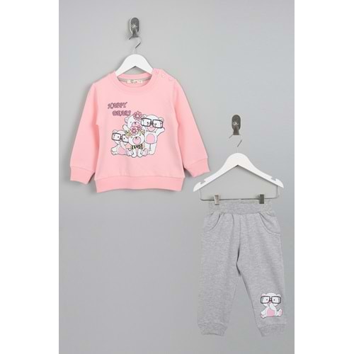 Kız Çocuk Sweat Takım Kutup Ayılar Baskılı - Yavruağzı (86/110)