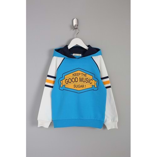 Erkek Çocuk Sweatshirt Good Music Baskılı - Mavi (116/140)