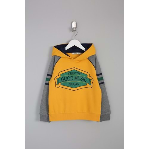 Erkek Çocuk Sweatshirt Good Music Baskılı - Hardal (116/140)