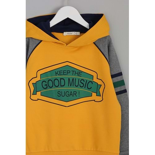 Erkek Çocuk Sweatshirt Good Music Baskılı - Hardal (116/140)