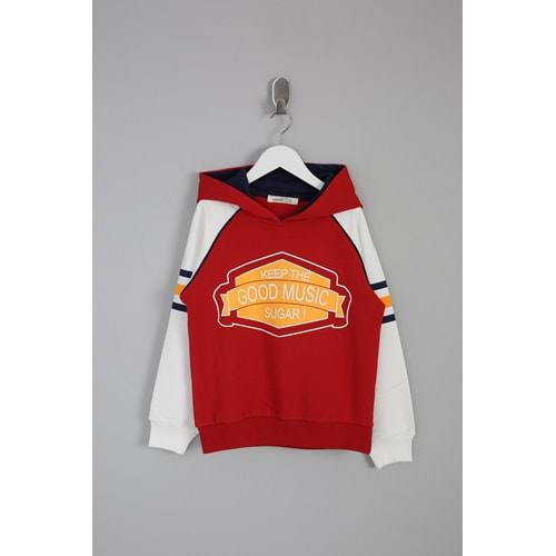 Erkek Çocuk Sweatshirt Good Music Baskılı - Bordo (116/140)