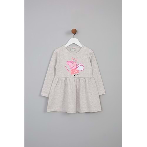 Kız Çocuk Elbise Tilki Nakışlı - Kahve (98/122)