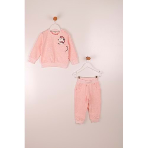 Kız Çocuk Sweat Takım Yavru Unicorn Nakışlı - Pembe (86/110)