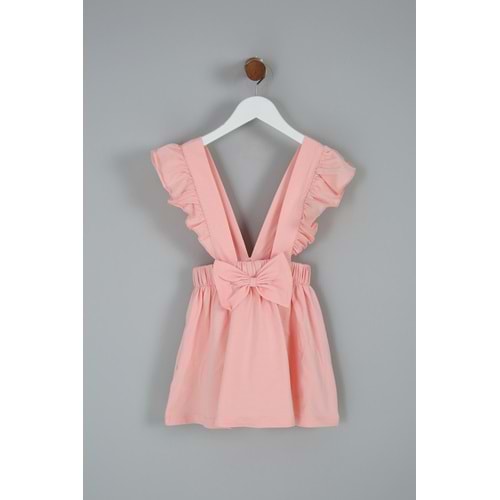 Kız Çocuk Askılı Etek Kurdeleli - Yavruağzı (98/122)