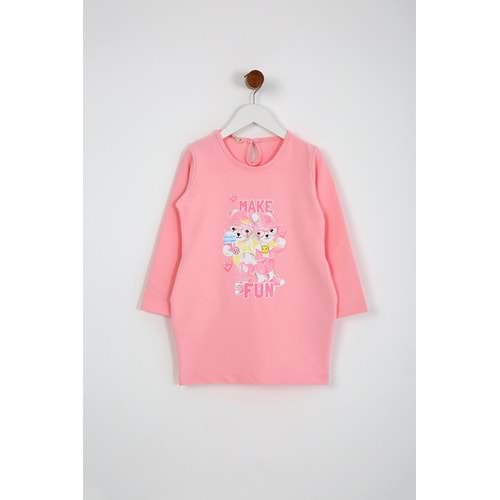 Kız Çocuk Elbise Make Fun Baskılı - Yavruağzı (98/122)