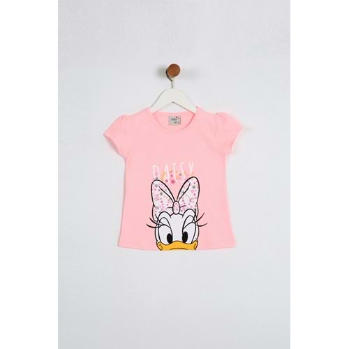 Kız Çocuk Tişört Daisy Duck Baskılı - Neon Açık Pembe (98/122)