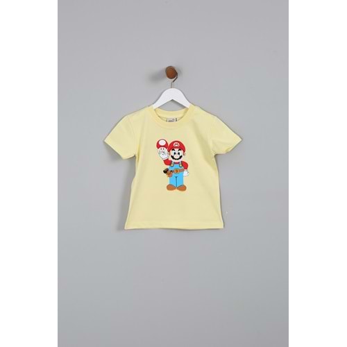 Erkek Çocuk Tişört Mario Baskılı - Açık Sarı (98/122)