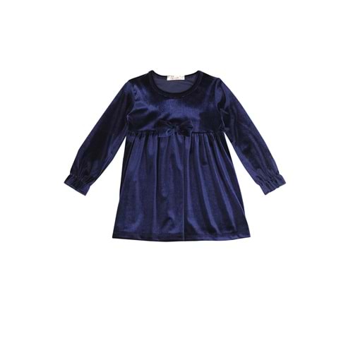 Kız Çocuk Elbise Kadife Kumaş - Lacivert (92/116)
