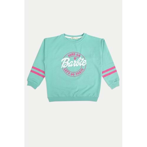 Kız Çocuk Tişört Barbie Armalı - Su Yeşili (128/152)