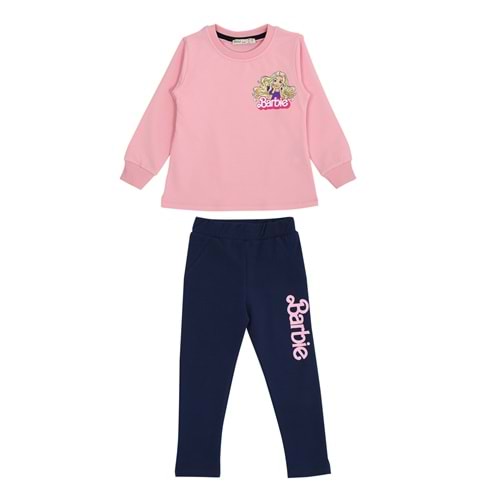 Kız Çocuk Sweat Takım Barbie Yazılı - Yavruağzı (98/122)