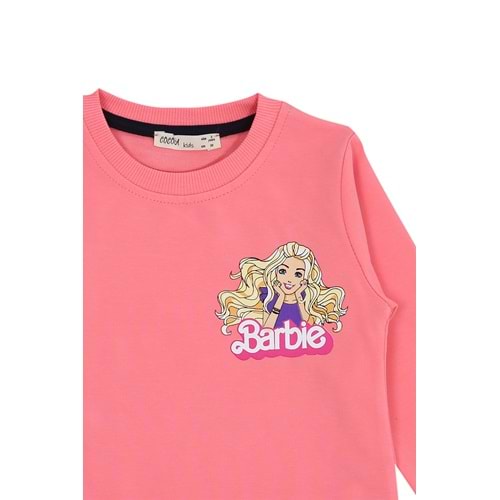 Kız Çocuk Sweat Takım Barbie Yazılı - Şeker Pembe (98/122)