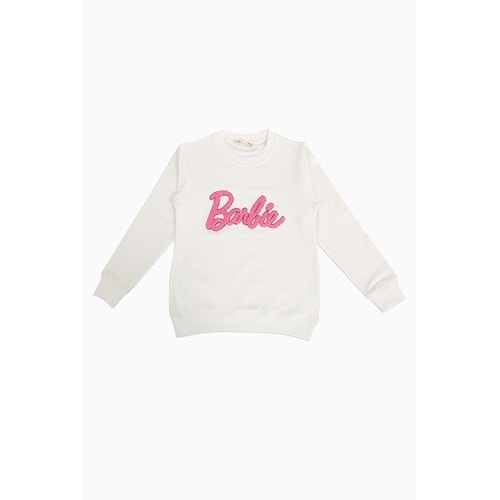 Kız Çocuk Tişört Barbie Nakışlı - Krem (128/152)