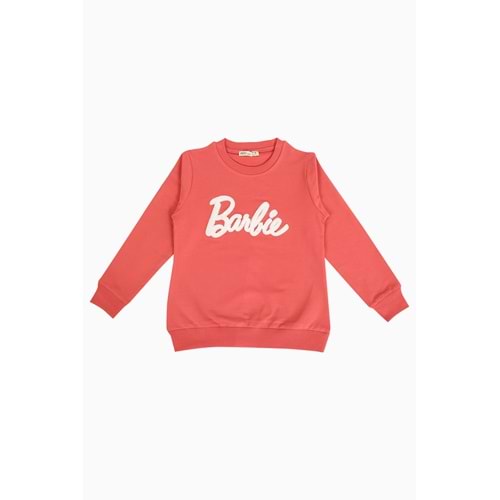 Kız Çocuk Tişört Barbie Nakışlı - Kiremit (128/152)