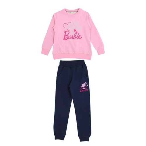 Kız Çocuk Sweat Takım Barbie Baskılı - Bebe Pembe (110/134)