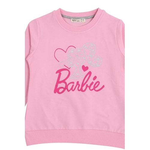 Kız Çocuk Sweat Takım Barbie Baskılı - Bebe Pembe (110/134)