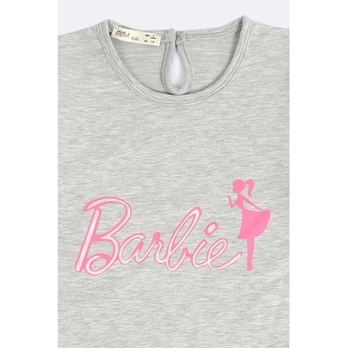 Kız Çocuk Elbise Barbie Baskılı - Gri (116/140)