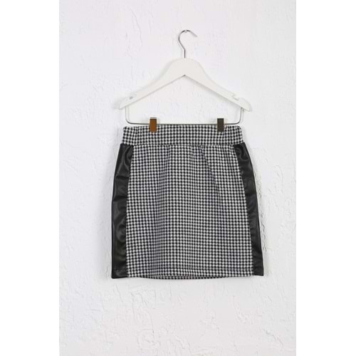 Kız Çocuk Etek Deri Detay - Siyah-Beyaz (128/152)