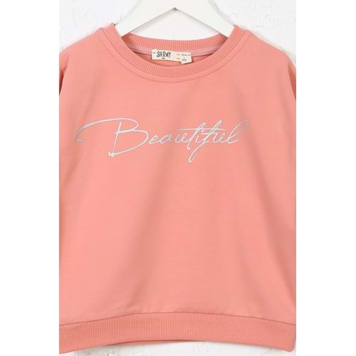 Kız Çocuk Tişört Beautiful Baskılı - Gül Kurusu (98/122)