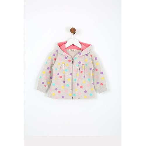 Kız Çocuk Hırka Puantiye Desenli - Kahverengi (74/98)