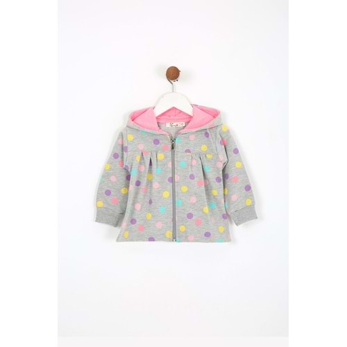 Kız Çocuk Hırka Puantiye Desenli - Gri (74/98)