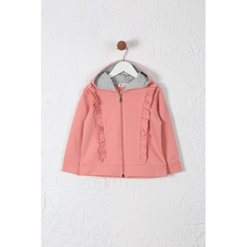 Kız Çocuk Hırka Fırfırlı - Gül Kurusu (98/122)