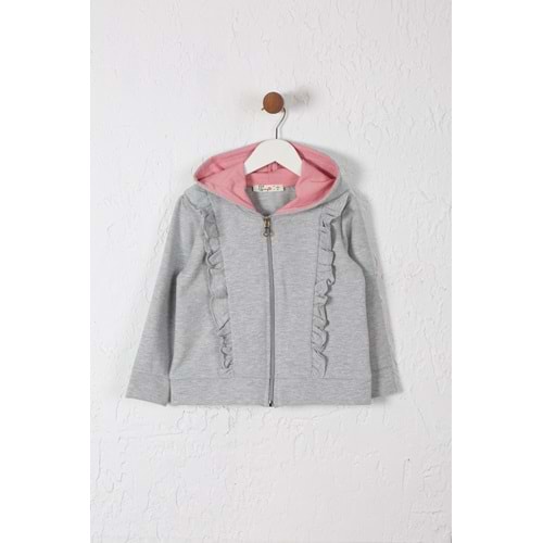 Kız Çocuk Hırka Fırfırlı - Gri (98/122)