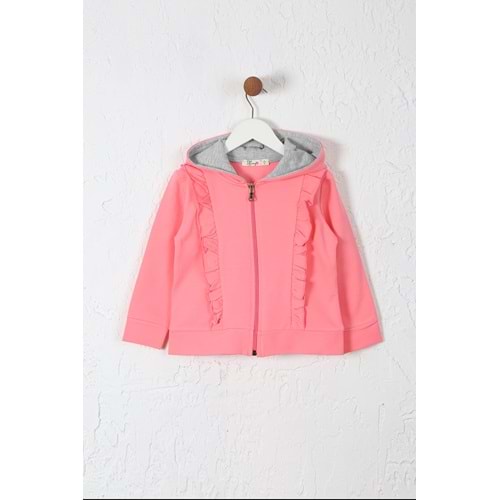 Kız Çocuk Hırka Fırfırlı - Şeker Pembe (98/122)