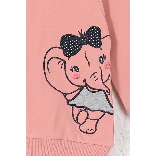 Kız Çocuk Hırka Fil Nakışlı - Gül Kurusu (86/110)