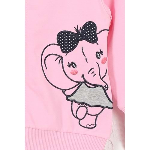 Kız Çocuk Hırka Fil Nakışlı - Bebe Pembe (86/110)
