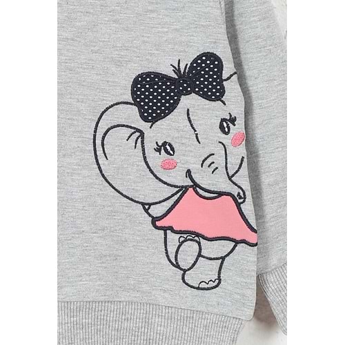 Kız Çocuk Hırka Fil Nakışlı - Gri (86/110)