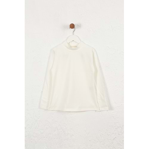 Kız Çocuk Tişört Dar Boğazlı - Krem (128/152)