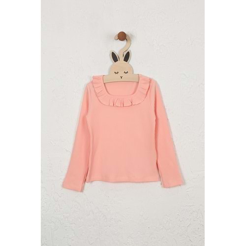 Kız Çocuk Tişört Kare Yakalı - Yavruağzı (128/152)