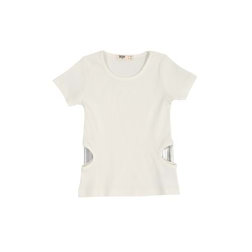 Kız Çocuk Tişört Çift Zincirli - Krem (128/152)