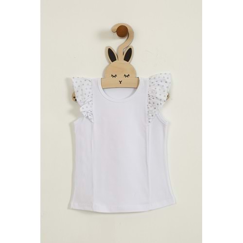 Kız Çocuk Tişört Baskılı Fistolu - Beyaz (98/122)