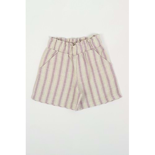 Kız Çocuk Şort Çizgili - Lila (98/122)
